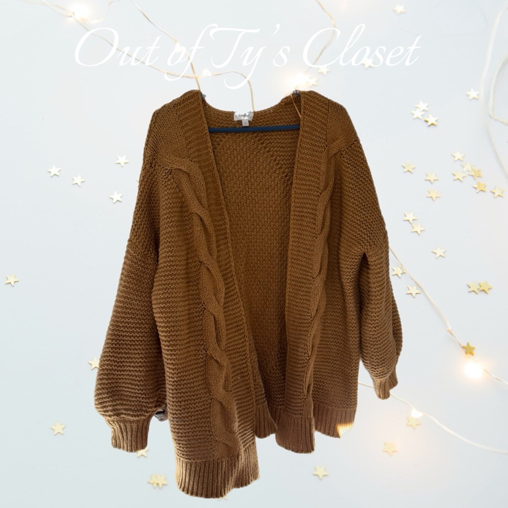 Wonderly Women's Open Front Sweater Knit Cardigan Quartz Gold size Large